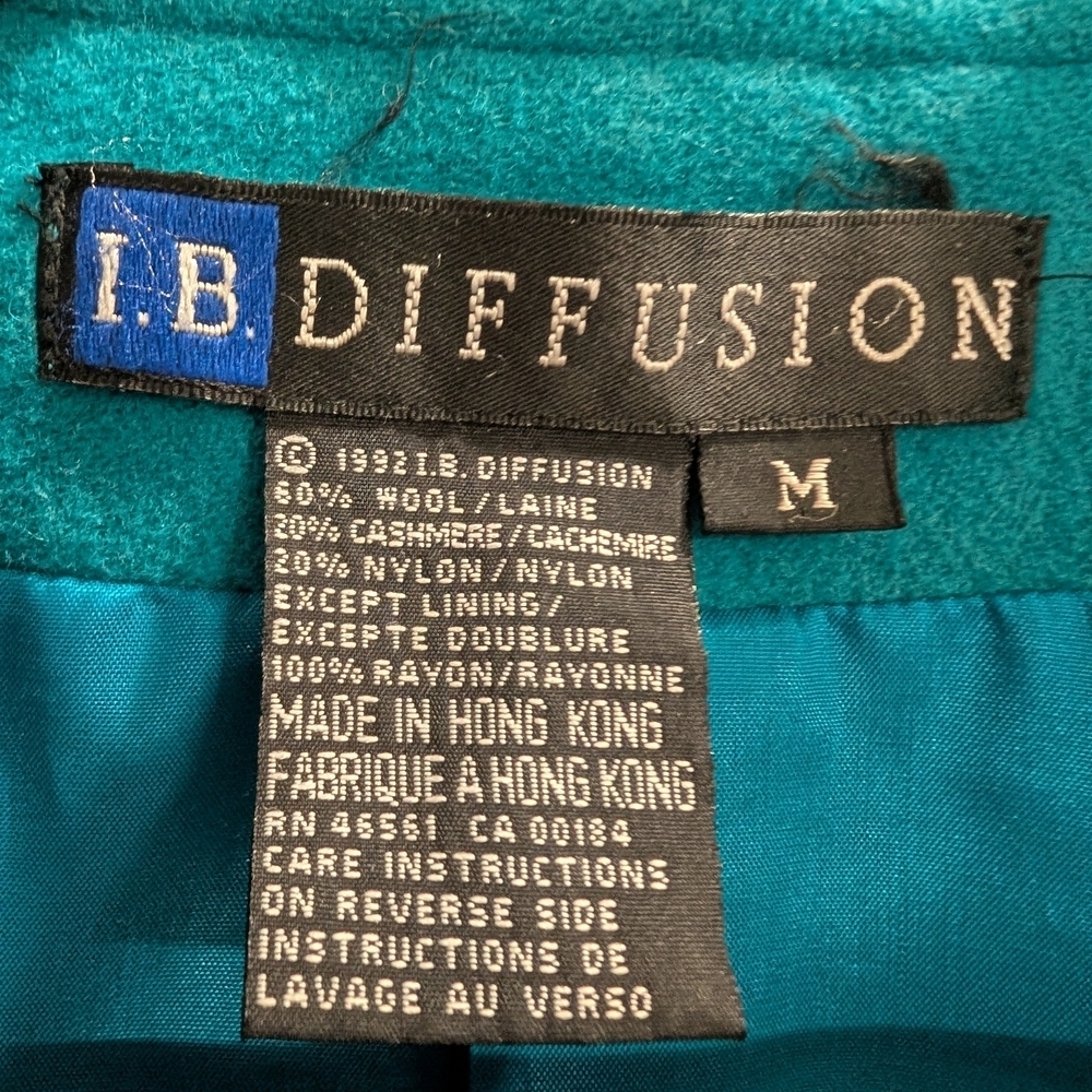 IB Diffusion Vintage Womens Coat Teal Knit Wool Cashmer W/ Pockets - Picture 8 of 10